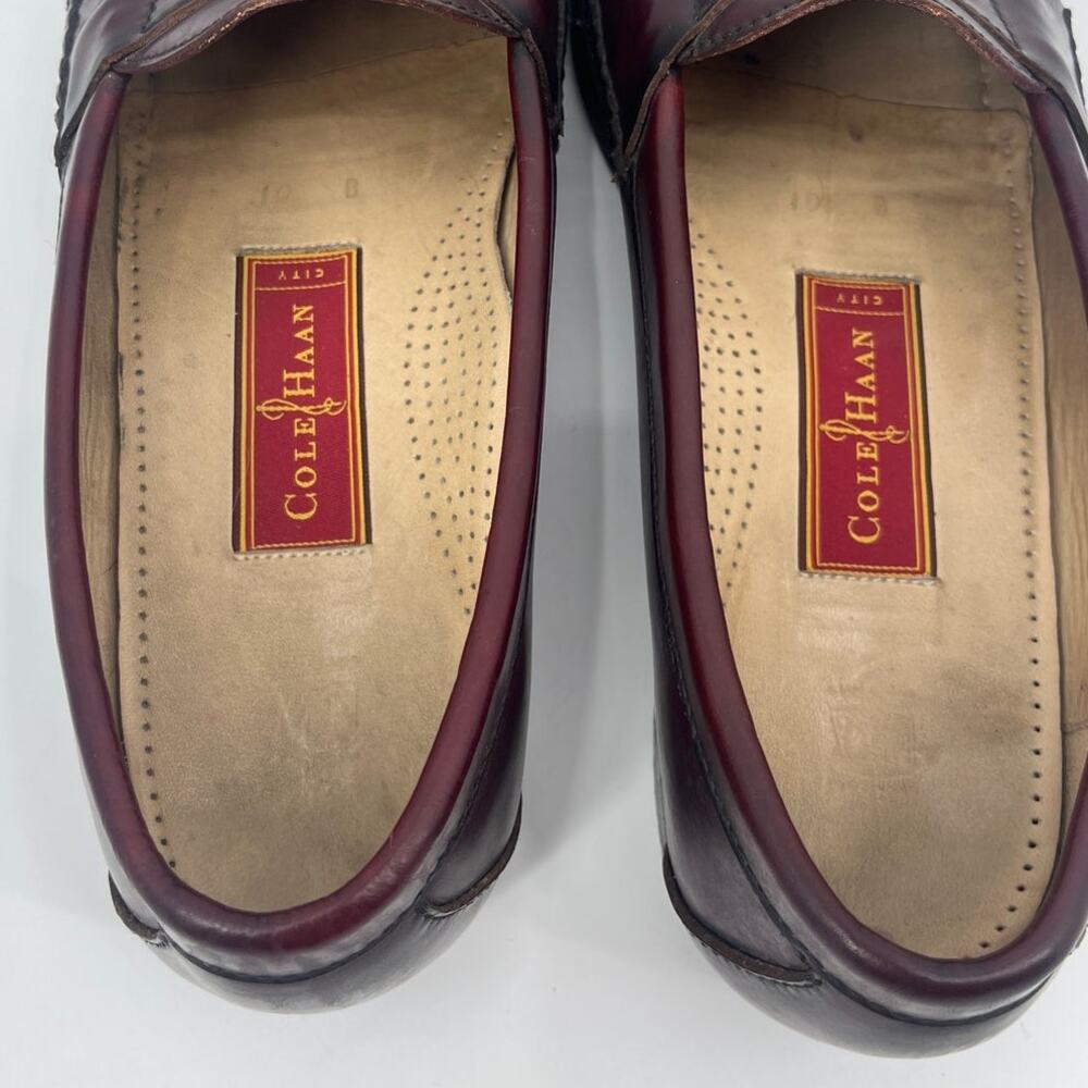 Vtg Cole Haan City Tassel Loafer Mens Dress Shoes 10B Burgundy Preppy 90 Ivy Y2K - Picture 10 of 12